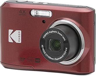Friendly Zoom FZ45 Compact Camera – 16MP Sensor, 4x Optical Zoom, 2.7" LCD Screen, HD 720p Video, Red Color