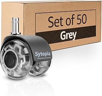 Sytopia Office Chair Wheels Replacement Set of 50, 11x22mm Pin Office Chair Castors for Hardwood Floor, Carpet, Smooth and Silent Gliding, Safe for All Floors (Grey, Not Compatiable with 1KEA)