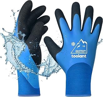 OriStout Winter Work Gloves Waterproof for Men and Women, Freezer Gloves for Work Below Zero, Thermal Insulated, Super Grip, Blue, Small