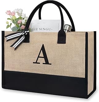 Personalized Initial Jute Bag, Tote Bag for Women