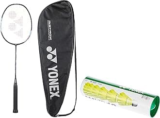 YONEX Graphite Badminton Racquet Astrox Lite 27i (G4, 77 Grams, 30 lbs Tension, Blue) & Yonex Mavis 10 Nylon Shuttlecock, Yellow, Pack of 6 | Made in Japan (Green Cap)
