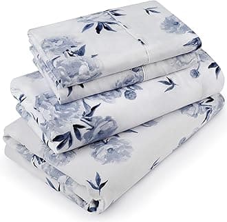 Utopia Bedding Queen Sheet Set, Soft Microfiber 4 Piece Bed Sheets with 16" Deep Pocket - Easy Care Brushed Microfiber (Rose Floral - Navy)