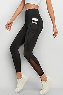BLINKIN Women's & Girl's Stretch Fit High Rise Track Pant Gym wear Mesh Leggings Workout Pants with Side Pockets/Stretchable Tights/Highwaist Sports Fitness Yoga Track Pants_2012