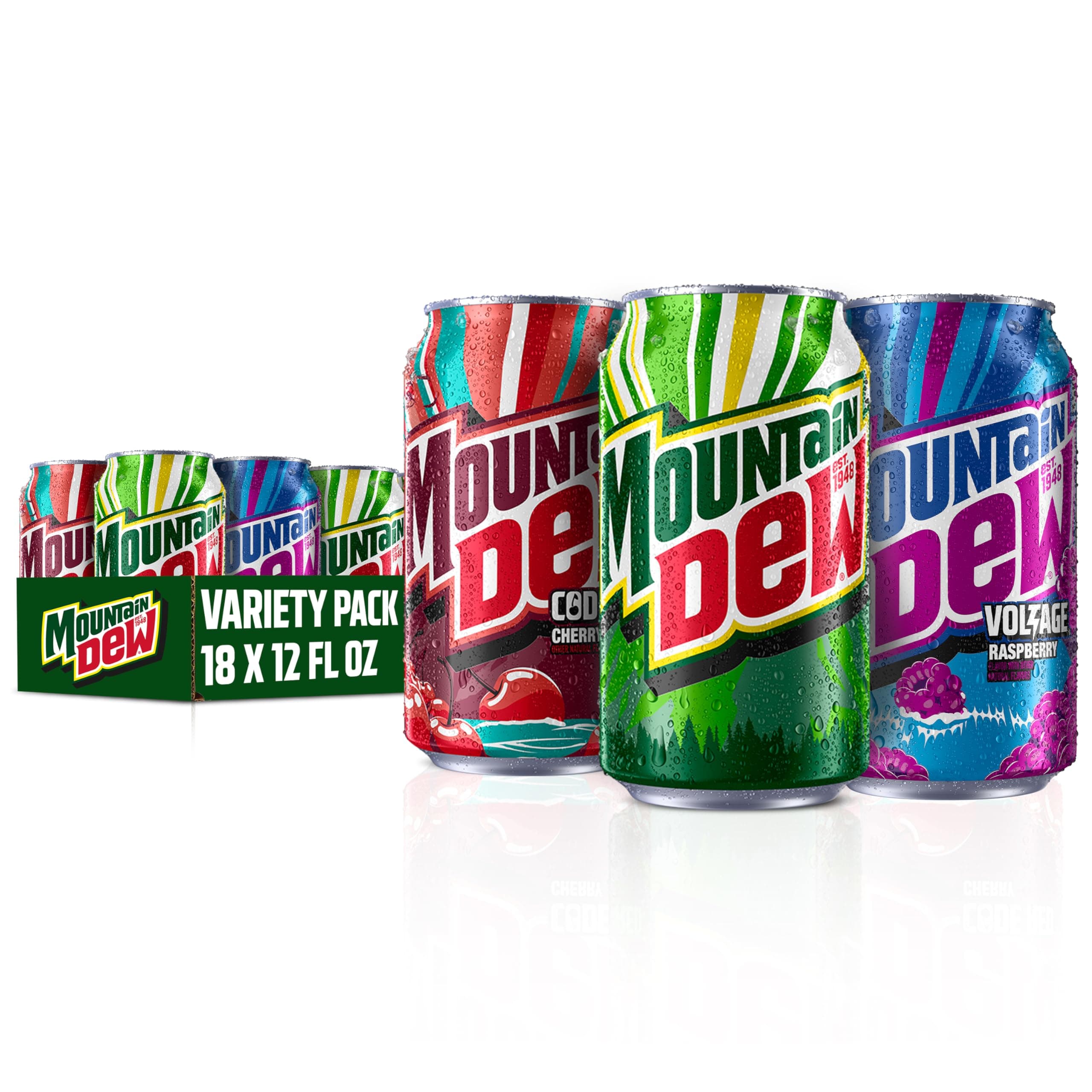 3 Flavor Core Variety Pack (Dew, Code Red, Voltage), 12 Fl Oz (Pack of 18)