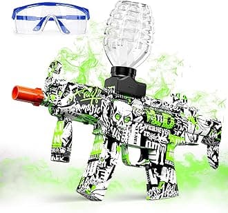 Anstoy Gel Ball Blaster Gun – Automatic Splat Orby Gun with High-Power Rapid Shooting, Outdoor Battle Toy for Teens & Adults, Team Games, Christmas & Birthday Gifts, Graffiti Skull Design, Green
