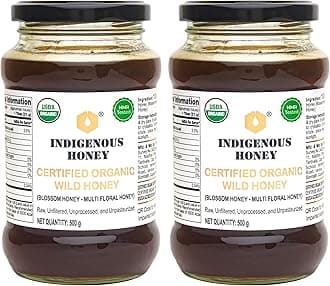 Raw Organic Honey Unprocessed USDA Certified Unfiltered Unpasteurized Pure Natural Original Honey - 500 g Glass Jar (Pack of 2)