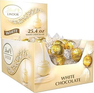 Lindt LINDOR White Chocolate Candy Truffles, White Chocolate Candy with Smooth, Melting Truffle Center, 25.4 oz., 60 Count