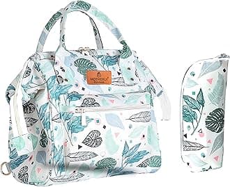 Motherly Mini Diaper Bag for Mothers for Travel, Small Maternity Handbag for Newborn Baby, Mothers Travelling Bag, Multiple Pockets Water Resistant Baby Bag (Green Leaf)