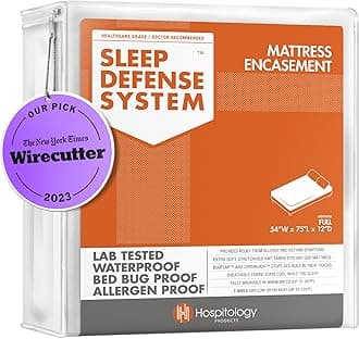 Mattress Encasement - Zippered Bed Bug Dust Mite Proof Hypoallergenic - Sleep Defense System - Full/Double - Waterproof - Stretchable - Standard 12" Depth - 54" W x 75" L