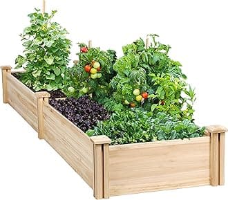 Yaheetech Wooden Raised Garden Bed Divisible Elevated Planting Planter Box for Flowers/Vegetables/Herbs in Backyard/Patio Outdoor Natural Wood 97 x 25 x 11in