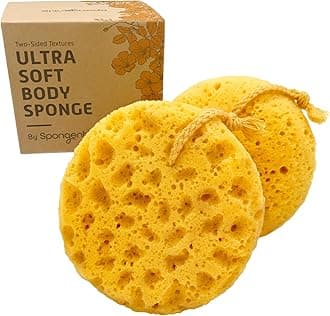 Sunlite Sports Spongentle Deep Cleansing Body Loofah Sponge, for Bath and Shower Loofah, Multiple Textures for Gentle and Deep Exfoliation, with Nature Color, Generous and Rich Lather (Pack of 2)