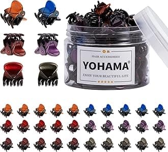 YOHAMA 36 Pcs Hair Clips Mini Glossy Claw Clamp Colorful Great for Design Children Women Girls Hairstyles Decroation Buns Pining Bangs Strong Grip Multifunction Little Clips.