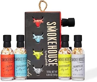 Smokehouse by Thoughtfully, Smokehouse Barbecue Rubs Gift Set, Flavors Include Cajun, Caribbean, Memphis and Southwest, Set of 4