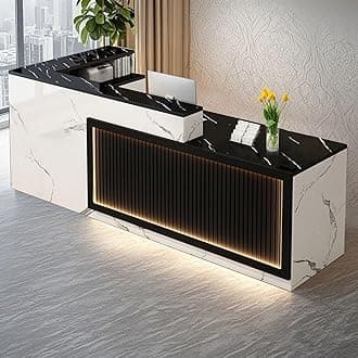 L Shaped Reception Desk, Solid Wood Front Desk with Counter & Lockable Drawers, Retail Checkout Customer Service Counter for Home Office Lobby Store,(A,70.9in-Right)