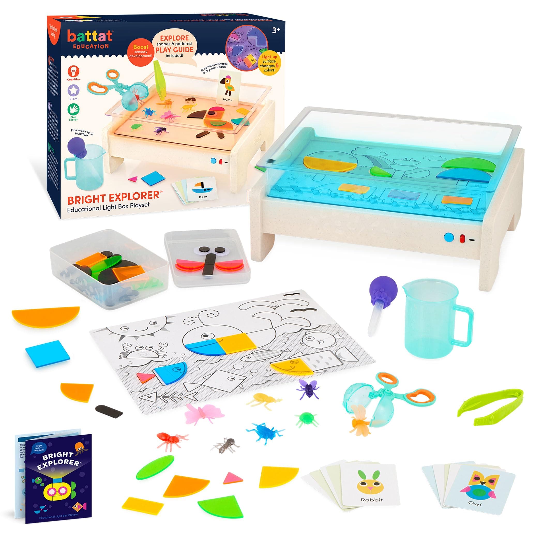 Battat Education â Tracing Light Box for Kids â Sensory Light Up Board â Educational Toys for Toddlers â Includes Double â Sided Tracing Cards â Bright Explorer