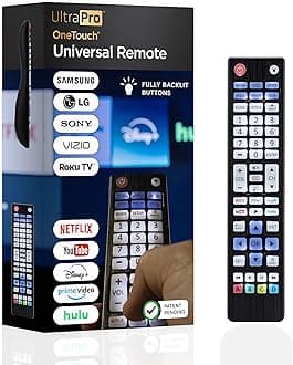 UltraPro Backlit OneTouch Universal Remote Control, Replacement TV Remote for Samsung, LG TV Remote, Vizio, Sony, Roku and More, Easiest Setup Ever U.S. Based Support 80830