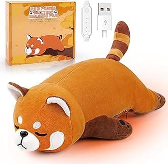 Electric Heating Pad for Period Cramps, Cuddly Soft 14" Red Panda Plush with a Hot Soft Belly USB Powered, Menstrual Heating Pad Neck Shoulder Pain Relief, Gift for Daughter Wife Period Heating Pad