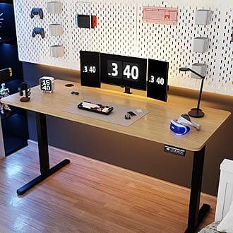 Shintenchi Standing Desk,55x24 Inch Height Adjustable Electric Sit Stand up Desk, Ergonomic Rising Computer Table, Modern Lift Gaming Desk Workstation for Home Office, White