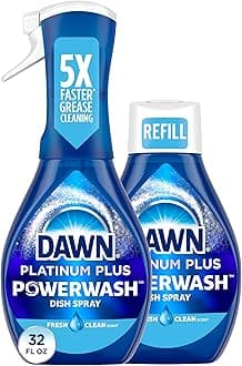 Dawn Powerwash Spray Starter Kit, Platinum Dish Soap, Fresh Scent, 1 Starter Kit + 1 Dawn Powerwash Refill, 16 fl oz each.