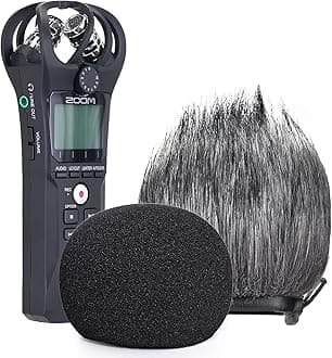 Zoom H1n Recorder Foam & Furry Indoor/Outdoor Windscreen Muff, Pop Filter/Wind Cover Shield Fits Zoom H1n & H1 Handy Portable Digital Recorder