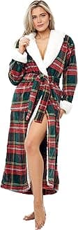 Alexander Del Rossa Sherpa Robes for Women Long, Womens Robes Long Hooded Bathrobes for Women, Plus Size Robe