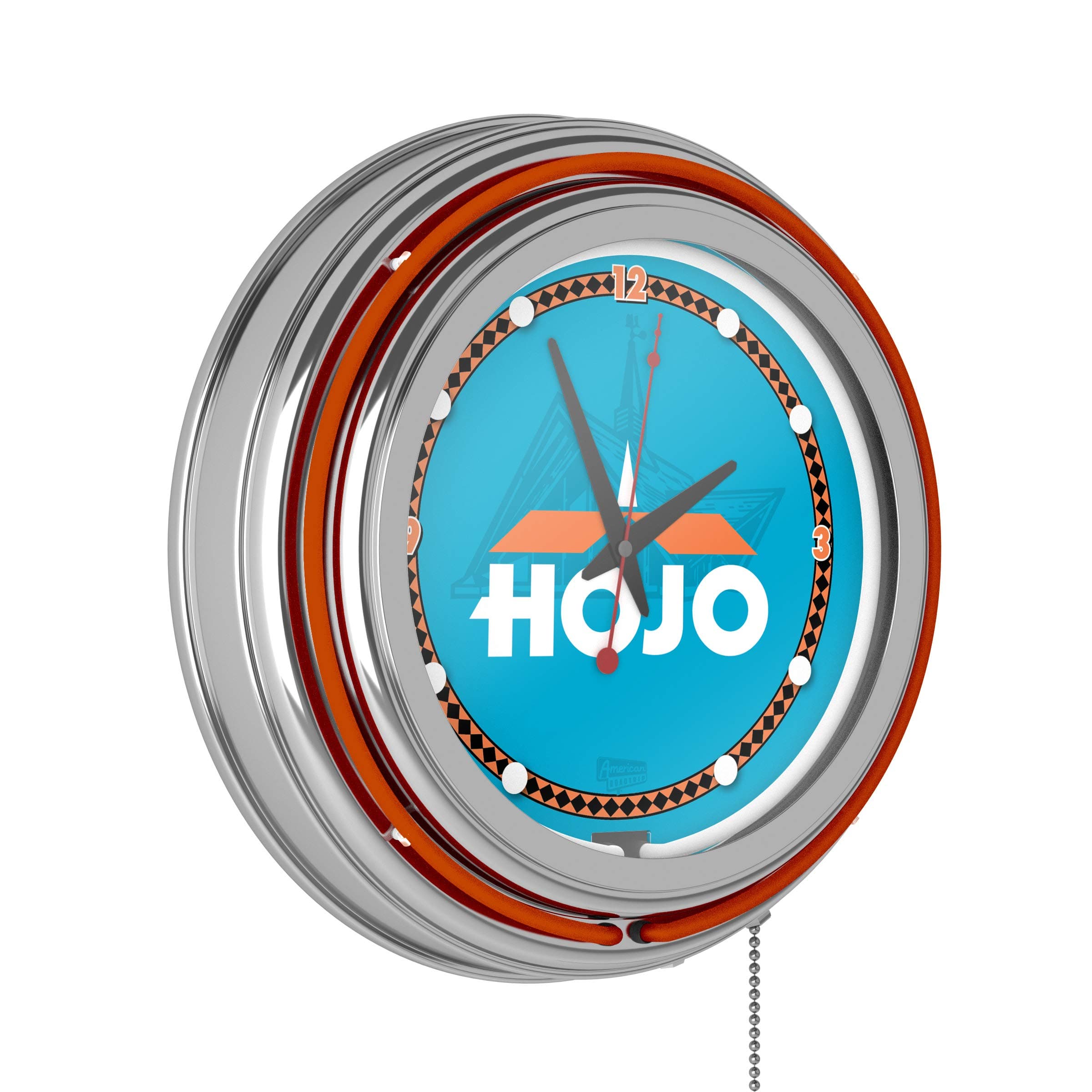 Howard Johnson Wordmark Chrome Double Ring Neon Clock