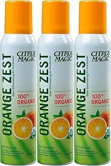 Citrus Magic Organic Odor Eliminating Air Freshener Spray, Orange Zest, Pack of 3, 3.0-Ounces Each