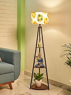 Crosscut Furniture Metal Floor Lamp with 3 shelves (Fresh Flower)