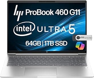 HP ProBook 460 G11 Business Laptop 16” FHD+ Display, Intel Core Ultra 5 125U (Beats i7-1355U), 64GB DDR5 RAM, 1TB NVMe, Wi-Fi 6E, RJ-45, Webcam, Backlit Keyboard, Win 11 Pro - Pike Silver Plastic