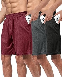 3 Pack Gym Basketball Mens Shorts - Quick Dry Black Workout Athletic Shorts with Pockets for Casual Running(S-6XL)