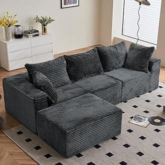– 274cm Modular Sectional Sofa - Oversized L-shaped Corner Couch with Memory Foam Seating & Detachable Backrest for Living Room Bedroom, No Assembly Required, Grey