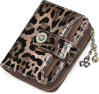SENDEFN Women's Bi-fold Wallet, Genuine Leather, Popular, Stylish, Soft to the Touch, Genuine Product (Coin Pocket Included) RFID & Magnetic Skimming Prevention, Bd-Leopard Black