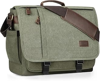 15.6-17.3 Inch Laptop Messenger Bag for Work School,Mens Water Resistant Canvas Crossbody Shoulder Bag