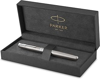 Parker Sonnet Rollerball Pen | Stainless Steel with Palladium Trim | Fine Point Black Ink | Gift Box