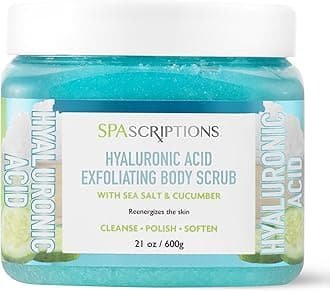 Cucumber Sugar Scrub - Cooling Body Scrub Exfoliator with Seal Salt & Hyaluronic Acid, Ideal for Dry, Dull, & Rough Skin, Helps Support Hydrated, Comfortable, & Soothing Skin, 21 oz