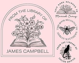 from The Library of, Book Stamp, Personalized Teacher Stamp, Custom Library Stamp, Monogram Self-Inking Stamp, Embosser (Self Inking)