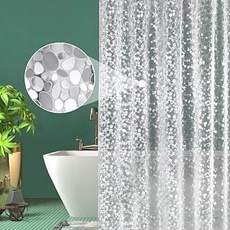 Narrow Shower Curtain with Crystal Stone, Waterproof and Mildew Resistant Translucent EVA Small Shower Curtain for Stall Bathroom 36''W x 72'L/90 x 180cm
