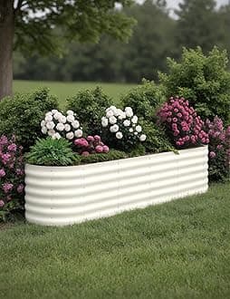 Patio Lawn 8x2x1.5ft Raised Garden Bed,Galvanized Raised Planter Boxes Outdoor with Easy Assembly, Large Garden Bed for Vegetables, Fruits, Flower,Raised Garden Bed,Beige