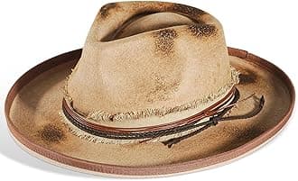 Vintage Fedora Firm Wool Felt Panama Hat Classic Rancher for Men Women Wide Brim