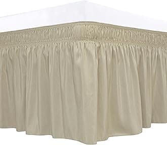 Biscaynebay Wrap Around Bed Skirts for King & Cal King Beds with 21" Drop, Camel Grey Adjustable Elastic Dust Ruffles Easy Fit Wrinkle Resistant Silky Luxurious Fabric Machine Washable
