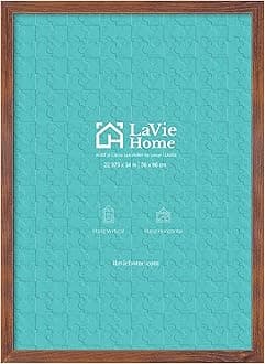 LaVie Home 22.375x34 Picture Frame Brown Puzzle Frame, Display Pictures, Puzzle 22.375x34 Without Mat, Stable Frame and Polished Plexiglass, Horizontal and Vertical Format of The Walls