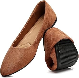 HEAWISH Women’s Black Flats Shoes Comfortable Suede Pointed Toe Slip On Casual Ballet Flats Dress Shoes Nude Flats
