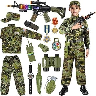 Metemot Kids Army Costume for Boys, Military Army Costume with Army Toys, Solider Boy Dress up, Halloween Costumes for Boys…