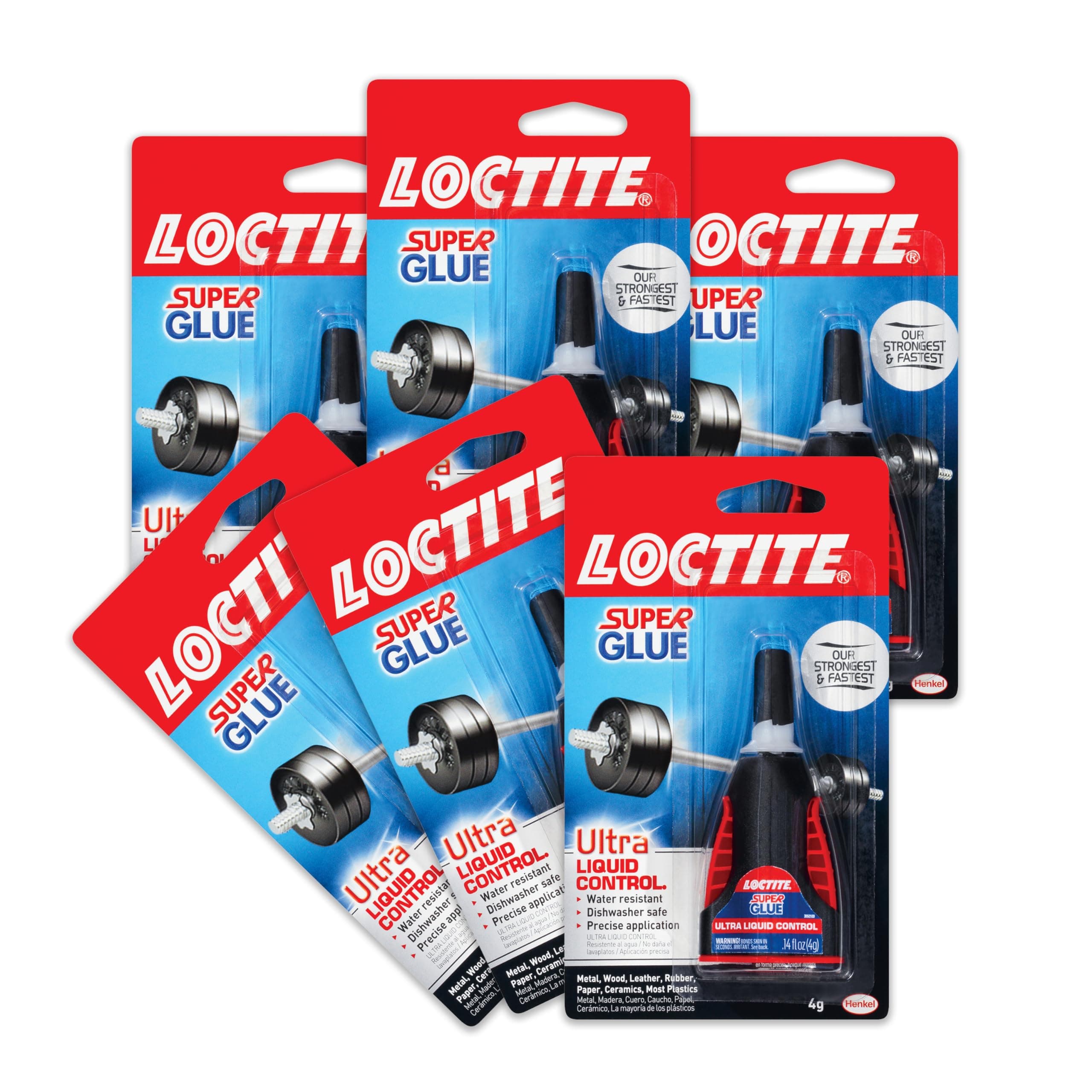 Loctite Super Glue Ultra Liquid Control, Clear, 0.14 fl oz Bottle, 6 Pack - Superglue for Plastic, Wood, Metal, Crafts & Repair, Cyanoacrylate Adhesive Instant Glue, Quick Dry