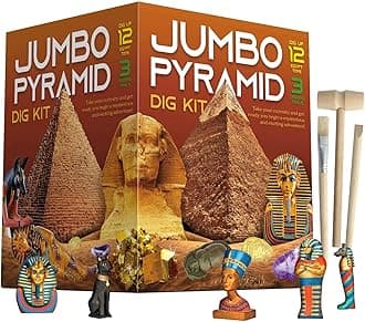 Pyramids Dig Kit, Ancient Egyptian Civilization Civilization Excavation Set Including Mummy Case Sun God Great Sphinx and More, STEM Science Educational Toys Archaeology Gifts for Boys & Girls