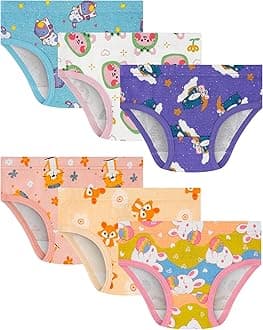 100% Cotton Girls Underwear Tagless Comfort Toddler Panties (6-Pack)