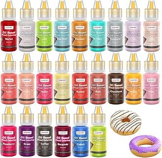 Oil Based Food Coloring,24 Colors Food Coloring Set for Cake Decorating,Chocolate,Baking,Edible Oil Food Dye for Butter,Cookies,Fondant(.20 fl.oz/bottle)