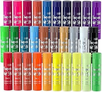Shuttle Art Tempera Paint Sticks - 30 Solid Colours - Quick Drying - Works Great on Paper, Wood, Glass, Ceramic, Canvas