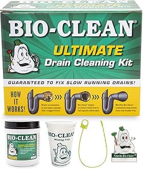 Bio-Clean Ultimate Drain Cleaning Kit Cleans Drains- Septic Tanks - Grease Traps All Natural and 100% Guaranteed No Caustic Chemicals! Removes fats Oil and Grease, Completely Cleans Your System.