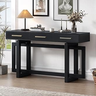 Quarte Elegant Console Table with Three Storage Drawers, Extra Long Sofa Table for Entryway, Hallway, Living Room, Foyer, Corridor (Black#1)